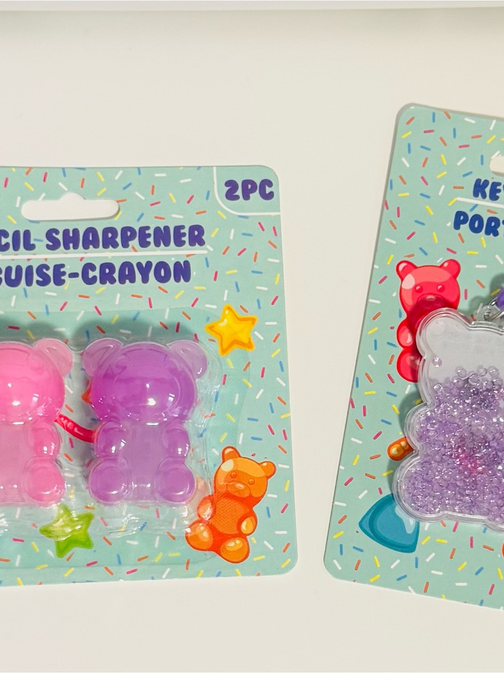 Bear-Shaped Sharpener & Cruise-Crayon Set - Pink & Purple